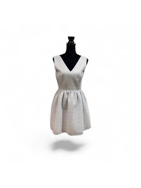 Necessary Objects NWT cream black waffle texture print skater mini dress medium